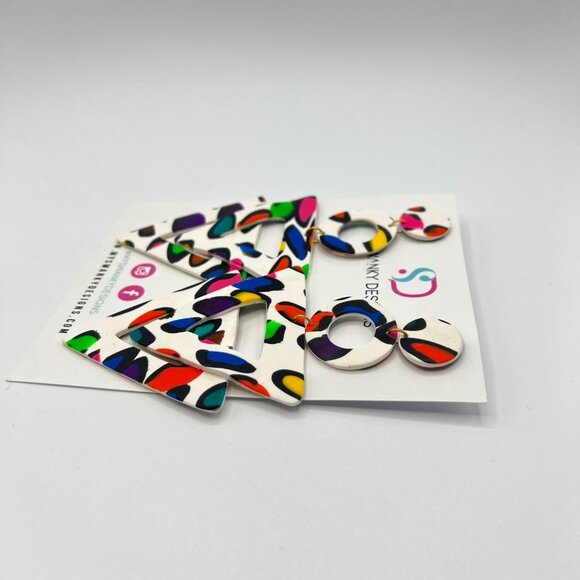 Swanky Designs Leopard T Dangle Earrings in Multicolor MSRP $55 NWT - Picture 3 of 5